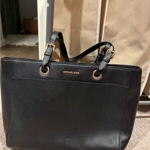 Michael Kors Black Tote with Gold Accents